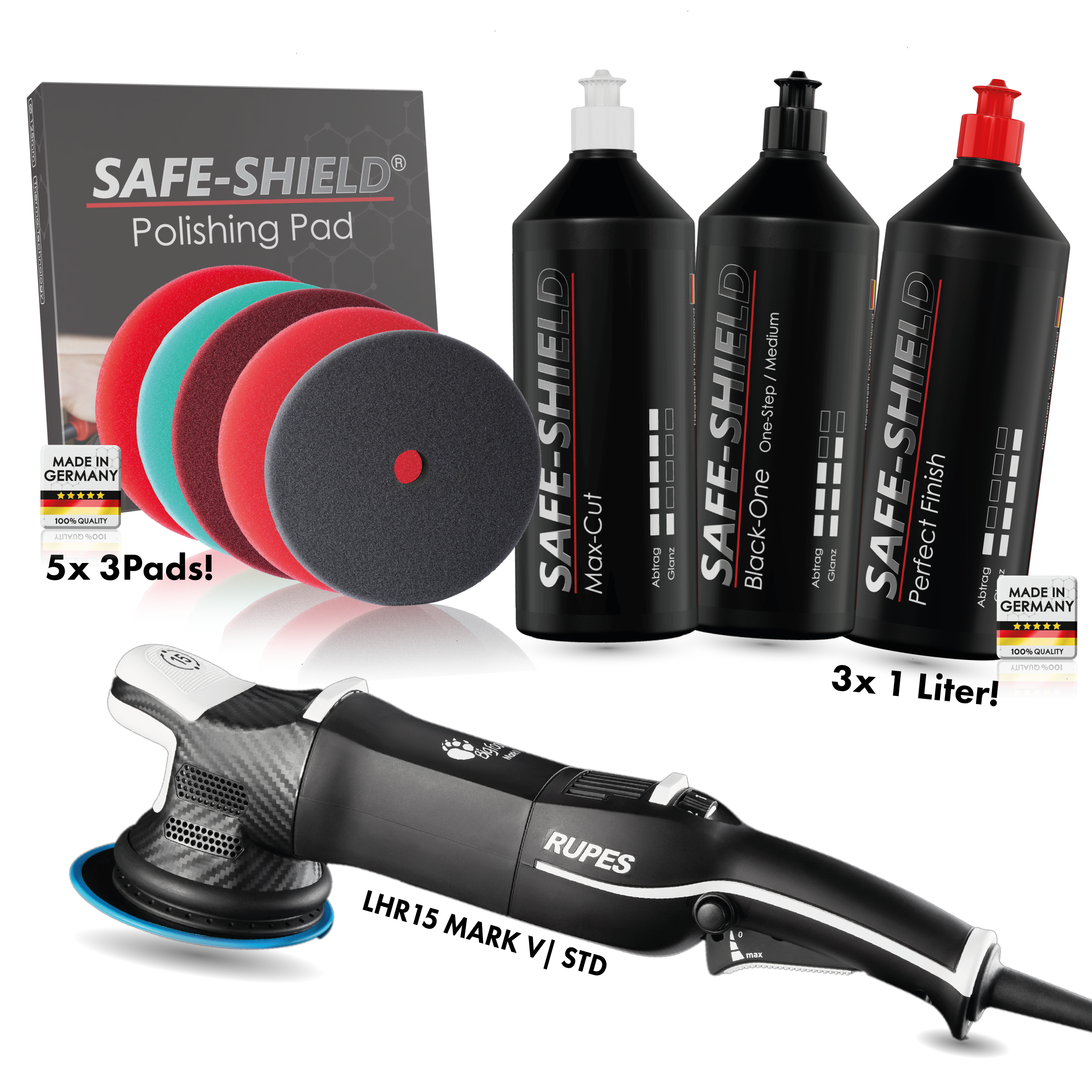 poliermaschine mit pads und polituren